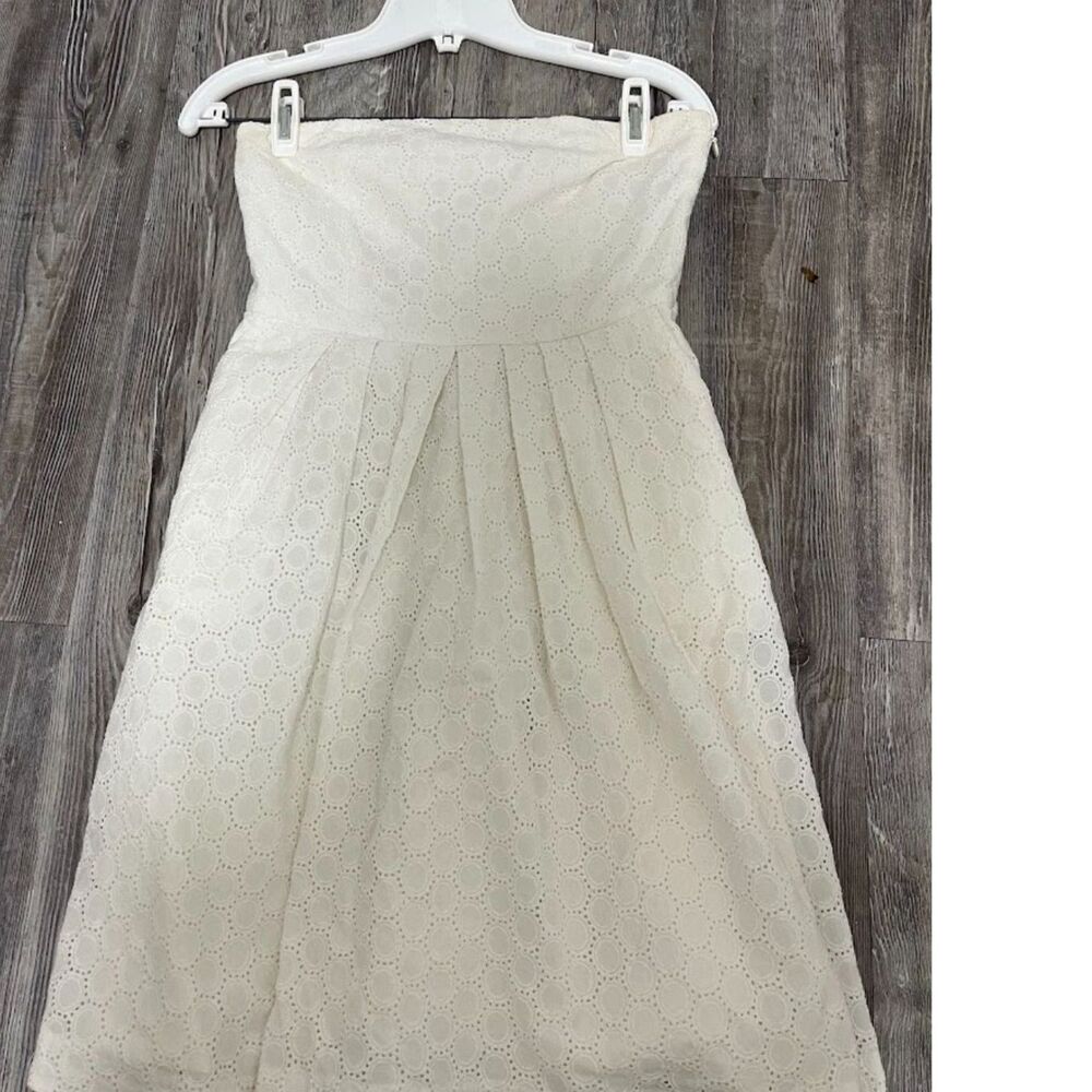 Gap Dress 2 White Strapless Eyelet Structured Cottagecore Fairycore Sundress